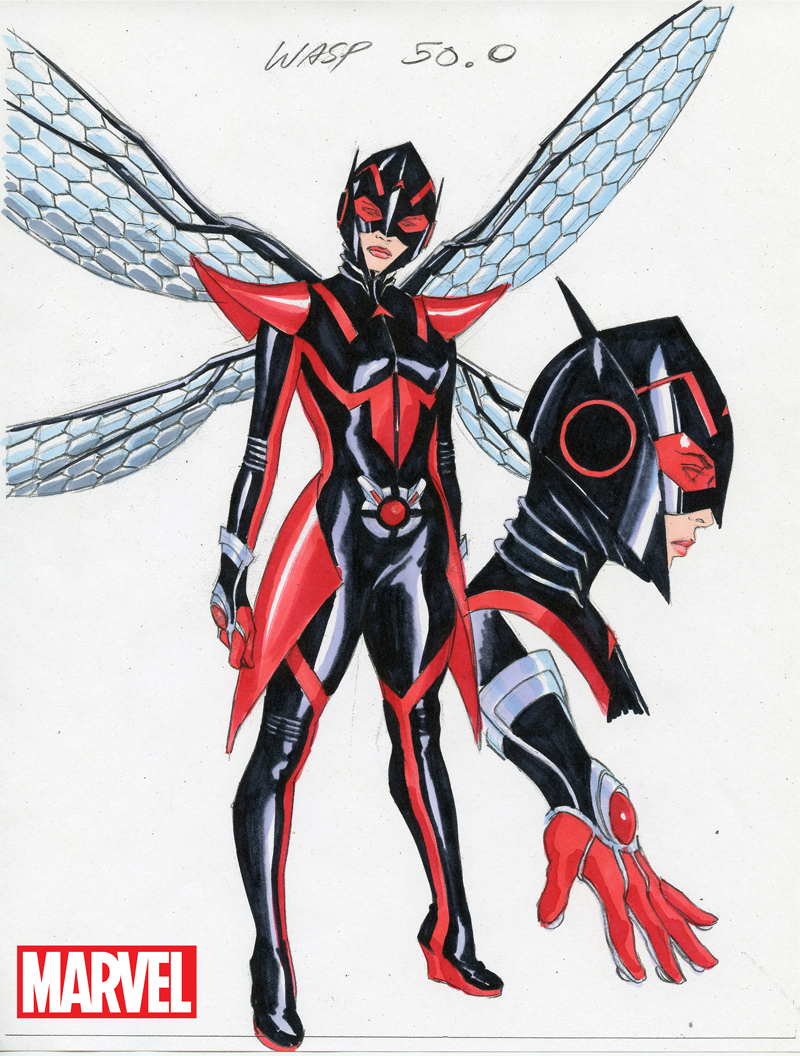 Final color concept work for the New Wasp, by Alex Ross. Image provided by Marvel.